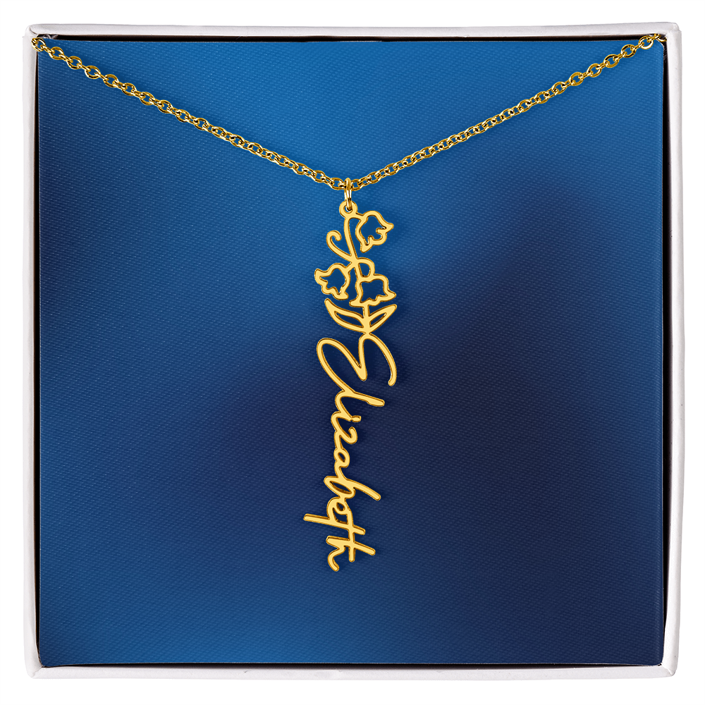 Personalized Name Necklace featuring Birth Month Flower