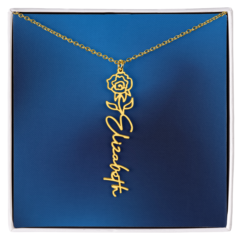 Personalized Name Necklace featuring Birth Month Flower