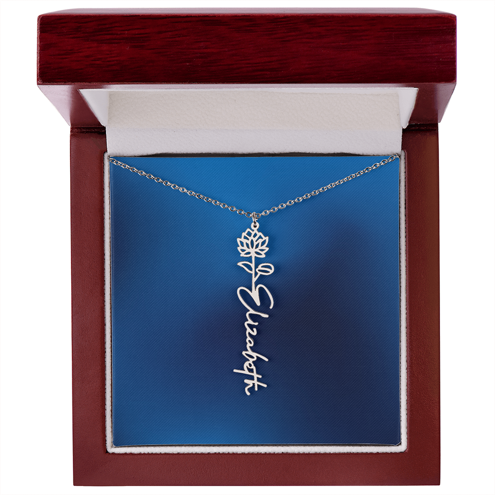 Personalized Name Necklace featuring Birth Month Flower
