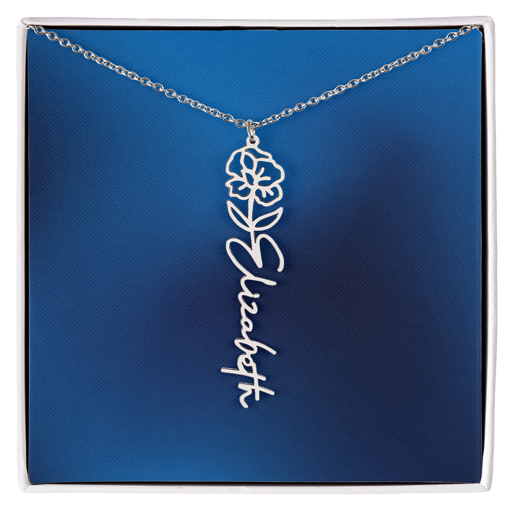 Personalized Name Necklace featuring Birth Month Flower