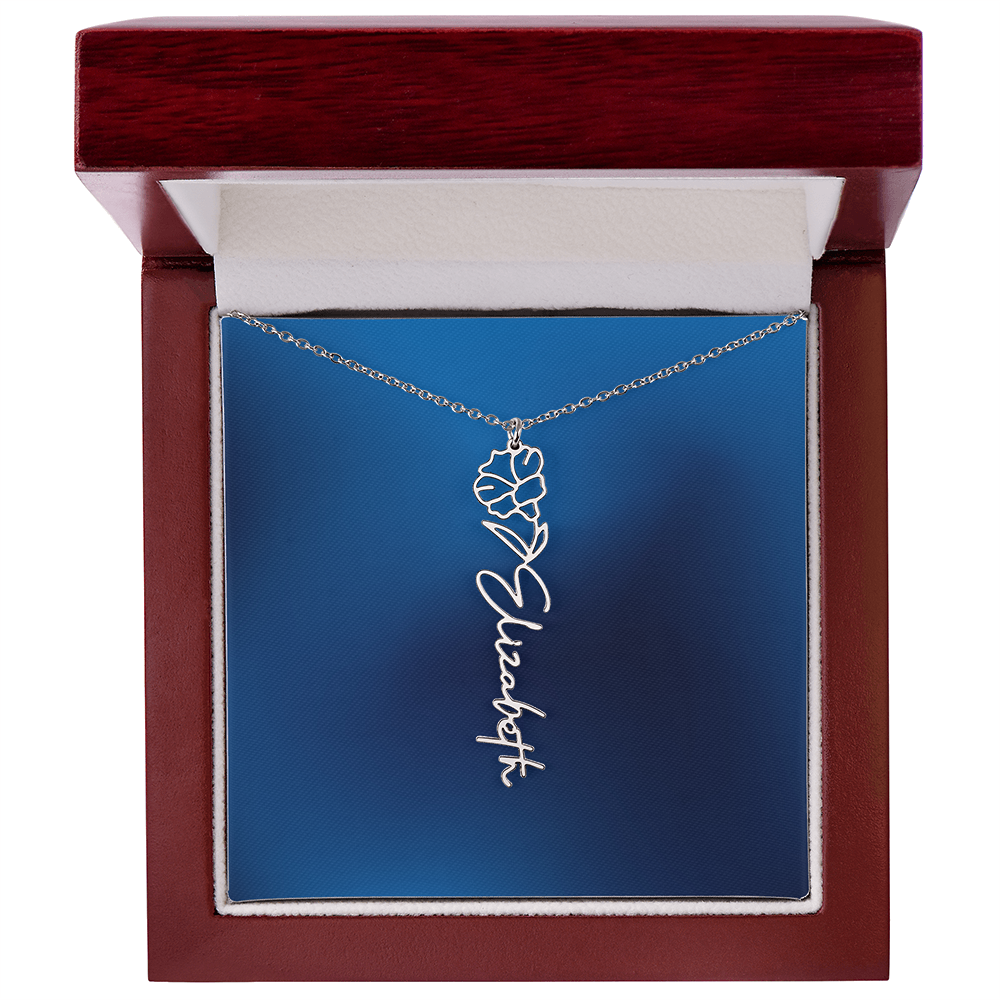 Personalized Name Necklace featuring Birth Month Flower