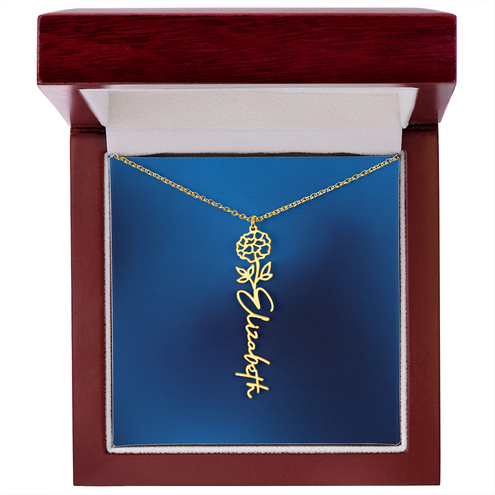 Personalized Name Necklace featuring Birth Month Flower