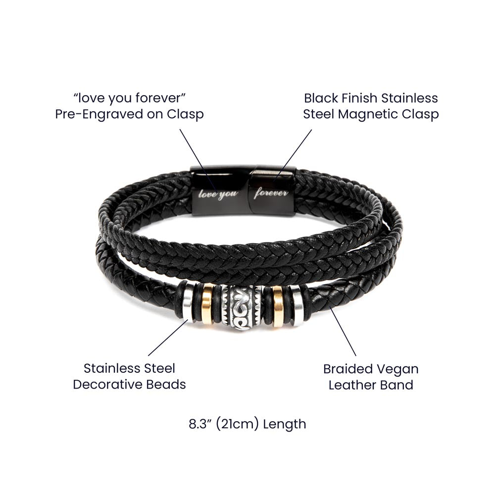 Eternal Bond: Men's Leather Bracelet - Love You Forever