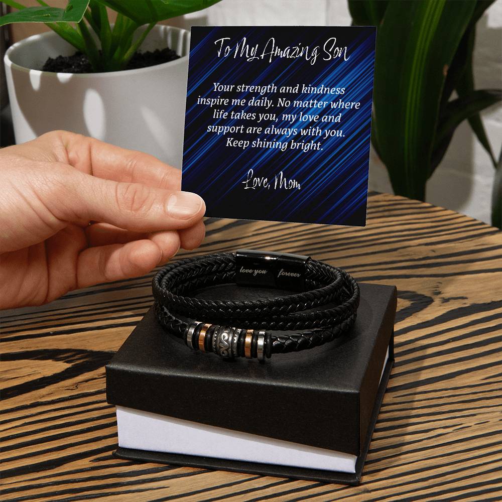 Eternal Bond: Men's Leather Bracelet - Love You Forever