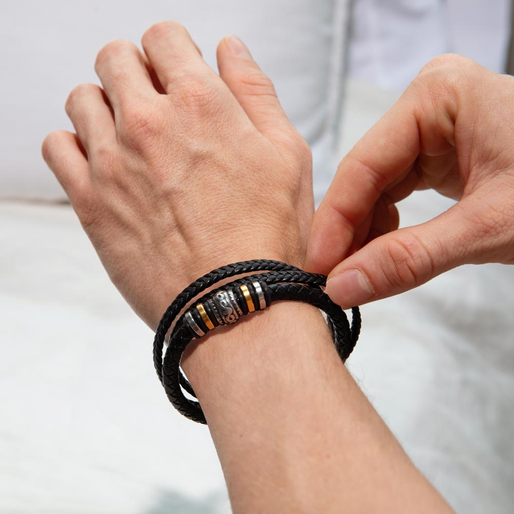 Eternal Bond: Men's Leather Bracelet - Love You Forever