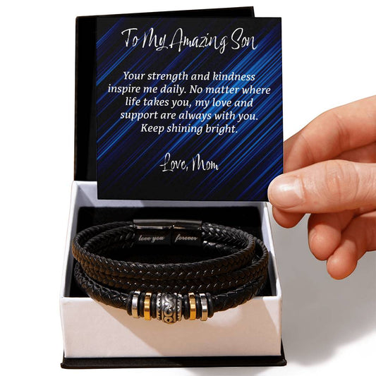 Eternal Bond: Men's Leather Bracelet - Love You Forever