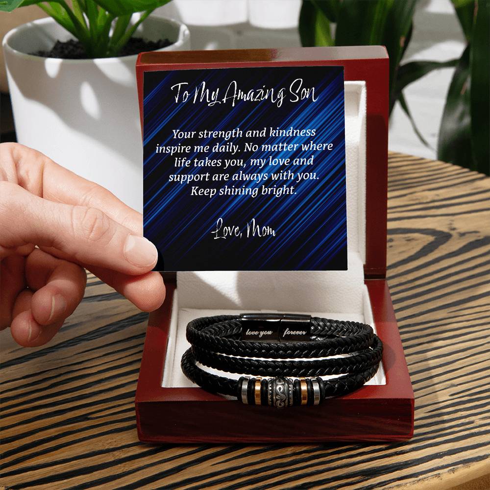 Eternal Bond: Men's Leather Bracelet - Love You Forever
