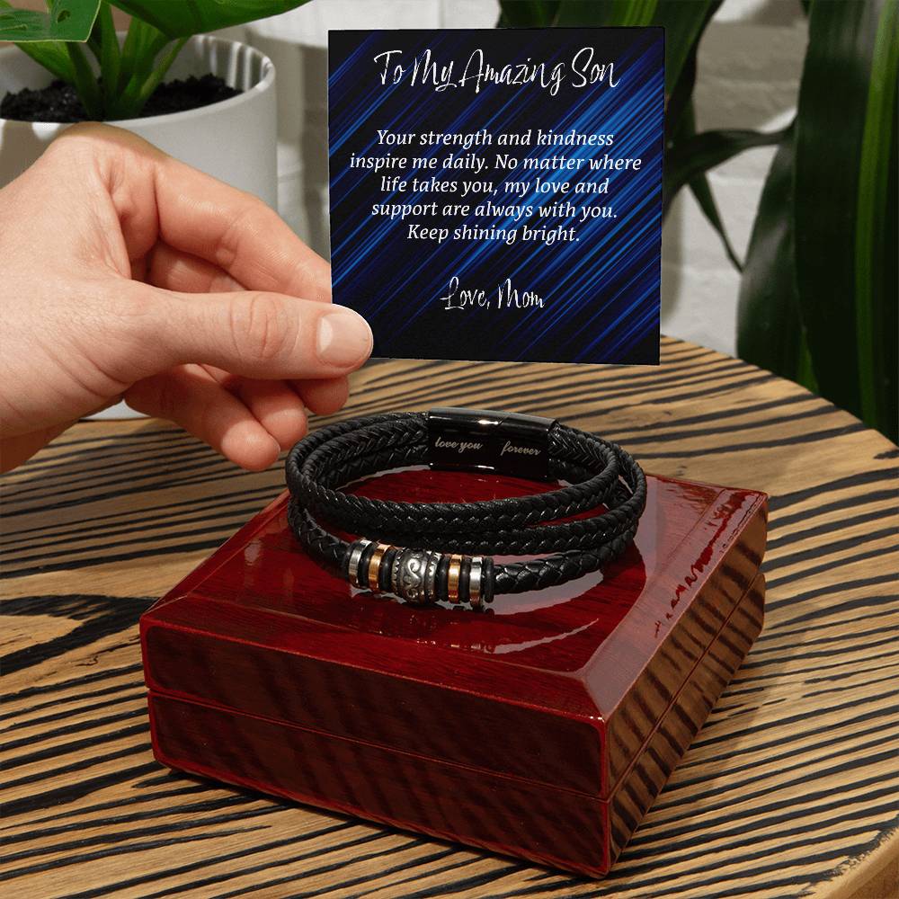Eternal Bond: Men's Leather Bracelet - Love You Forever