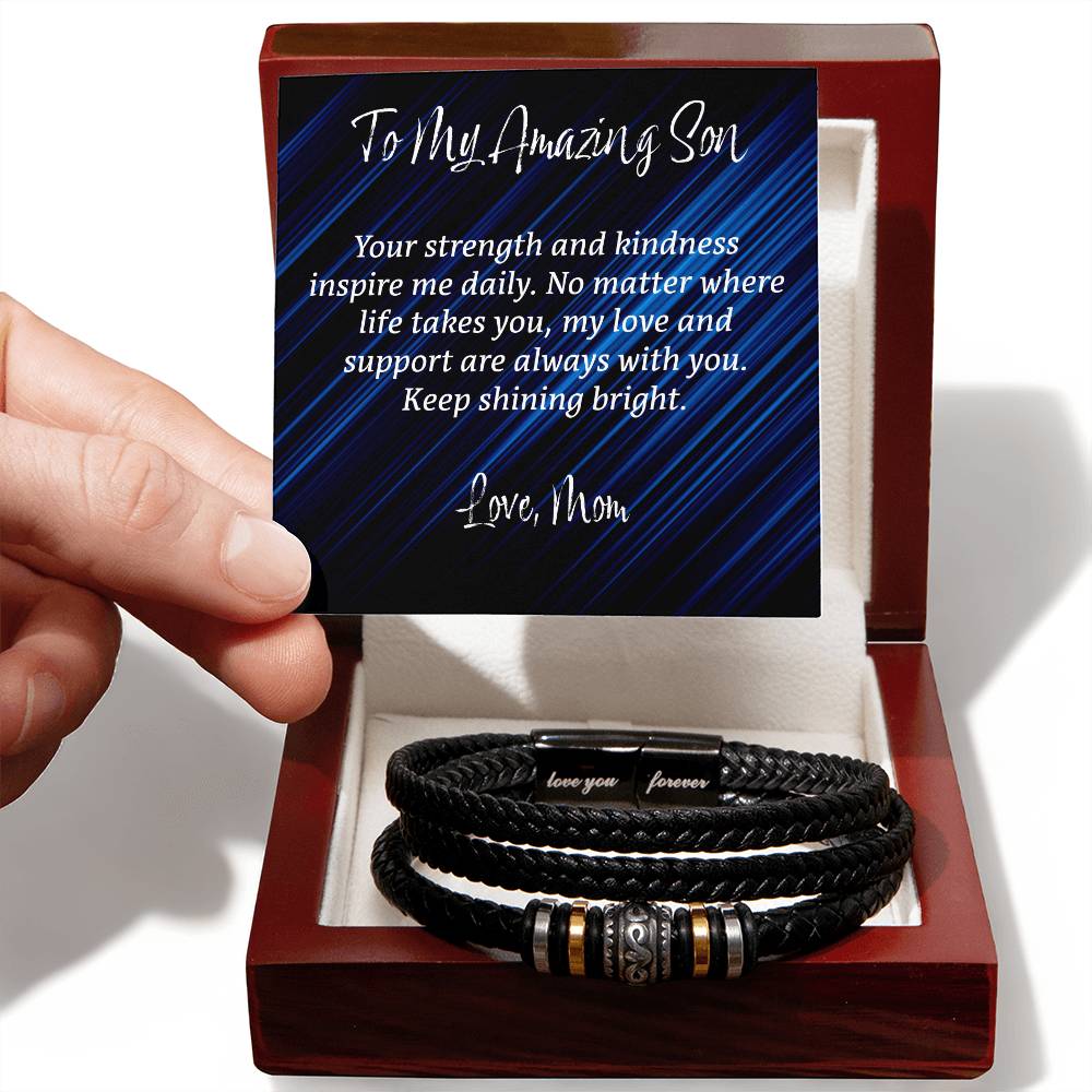 Eternal Bond: Men's Leather Bracelet - Love You Forever