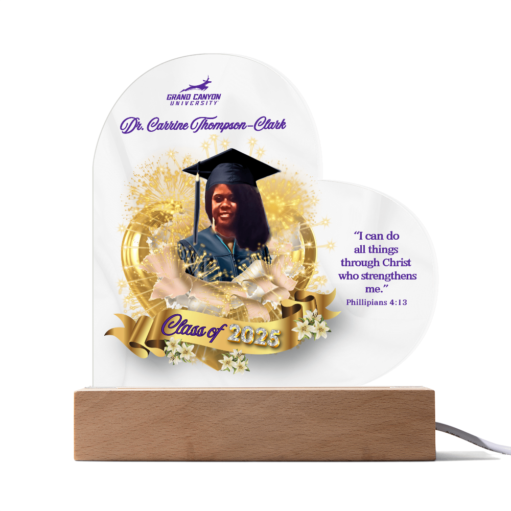 Doctor Graduate Congratulations Heart Acrylic with LED wooden base