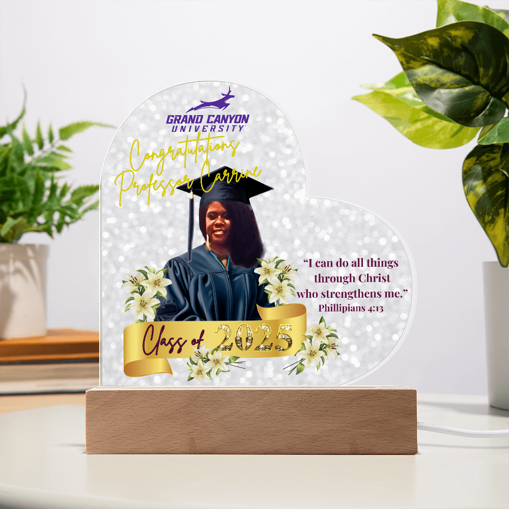 Congratulations Professor Carrine Graduation Heart Acrylic Plaque