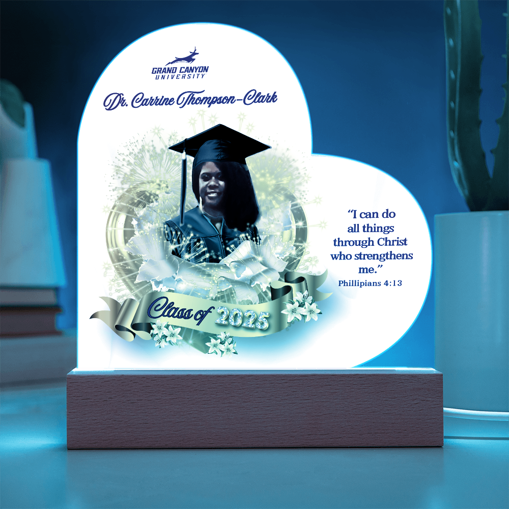 Doctor Graduate Congratulations Heart Acrylic with LED wooden base