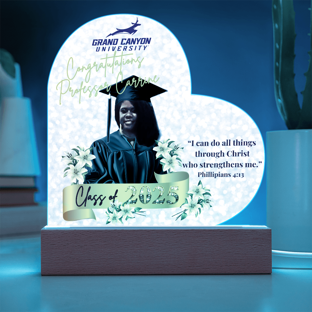 Congratulations Professor Carrine Graduation Heart Acrylic Plaque