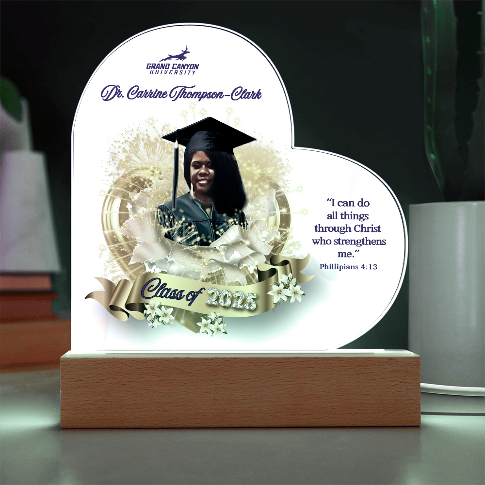 Doctor Graduate Congratulations Heart Acrylic with LED wooden base