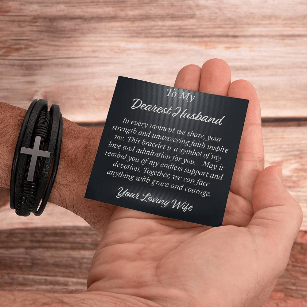 Faithful Style: Men's Cross Leather Bracelet