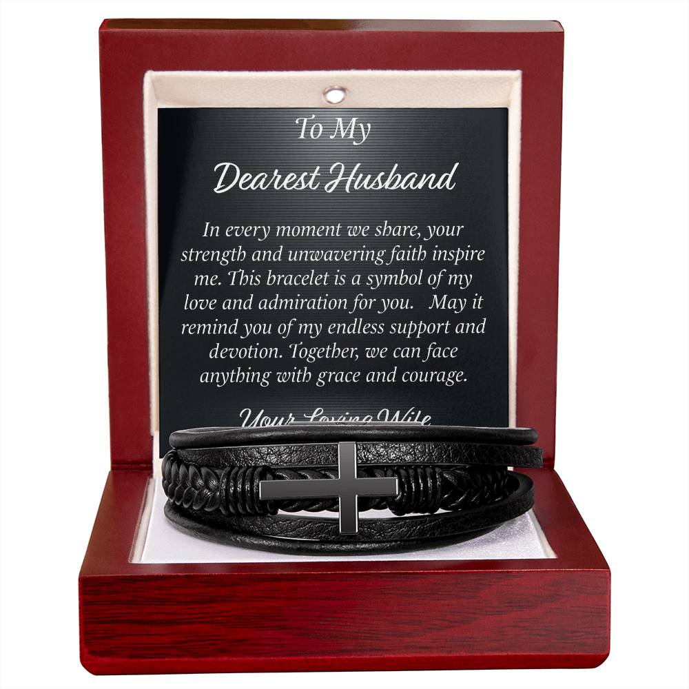Faithful Style: Men's Cross Leather Bracelet