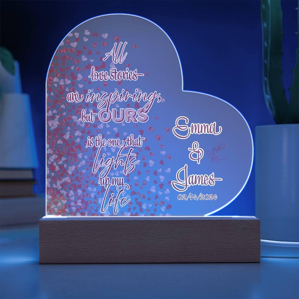 Timeless Love: Acrylic Heart Plaque and Flower Bundle