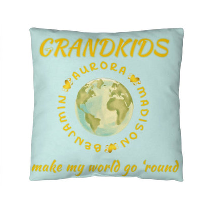 "Grandkids Make My World Go 'Round" Personalized Pillow