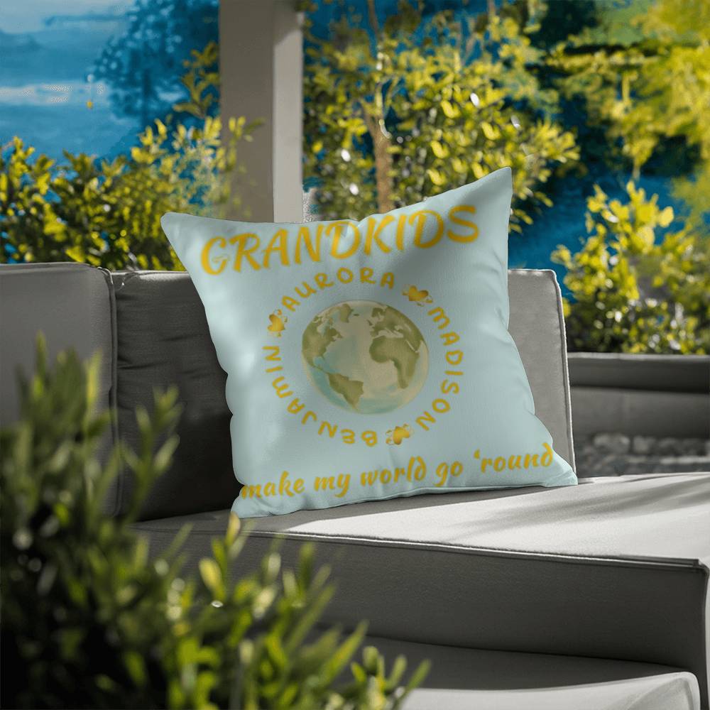 "Grandkids Make My World Go 'Round" Personalized Pillow