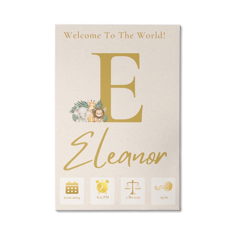 "Welcome to the World" -Personalized Birth Announcement, Gallery Wrapped Canvas, Various sizes