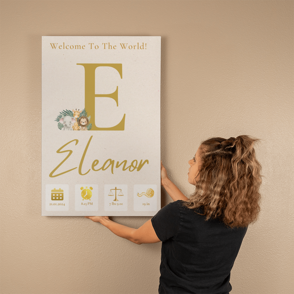 "Welcome to the World" -Personalized Birth Announcement, Gallery Wrapped Canvas, Various sizes