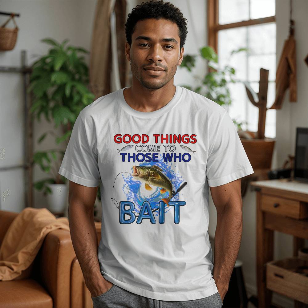 "Good Things Come To Those Who Bait" Signature Fishing T-shirt, Front Print