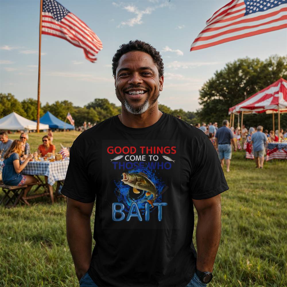 "Good Things Come To Those Who Bait" Signature Fishing T-shirt, Front Print