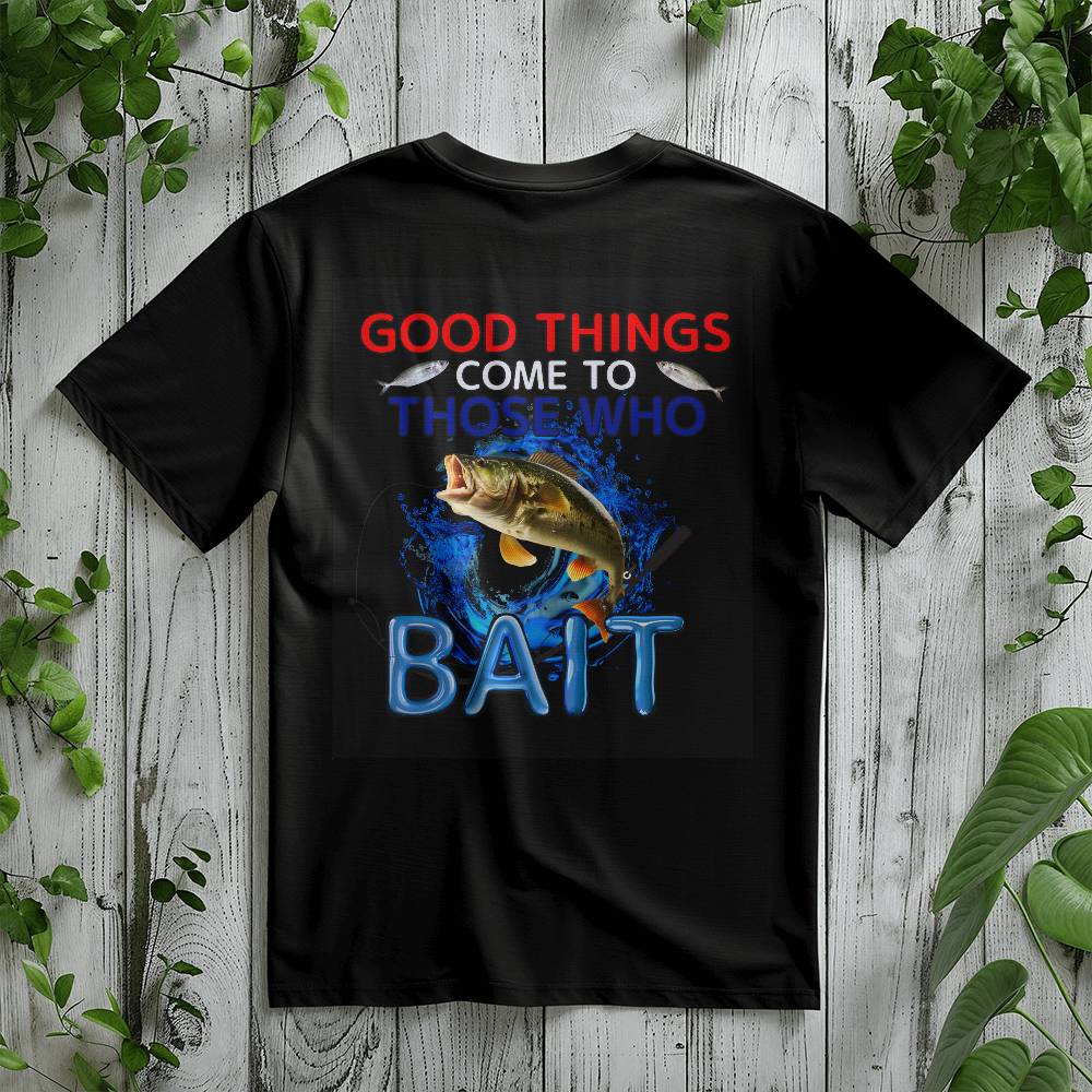 "Good Things Come To Those Who Bait" Signature Design T-shirt, Back Print