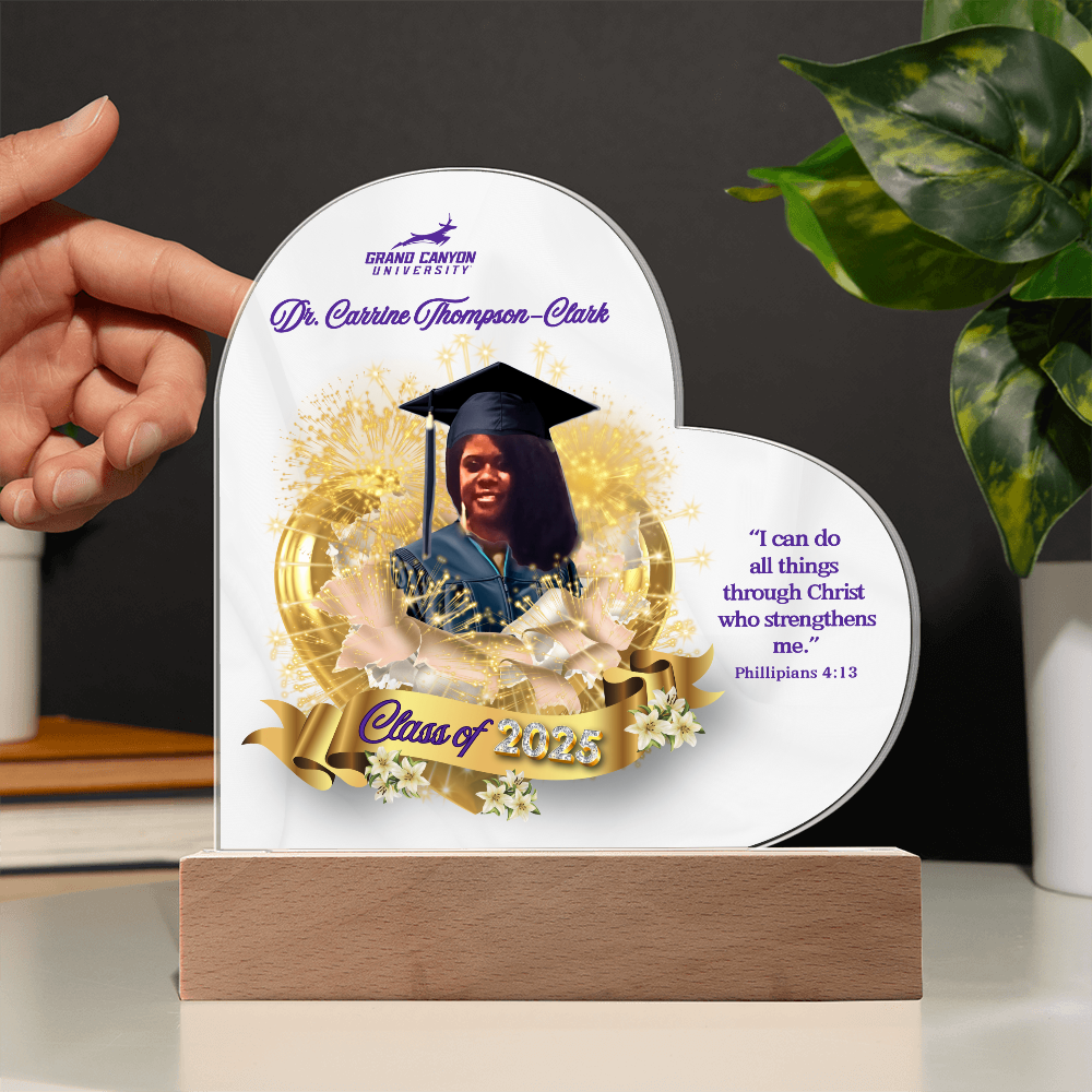 Doctor Graduate Congratulations Heart Acrylic with LED wooden base