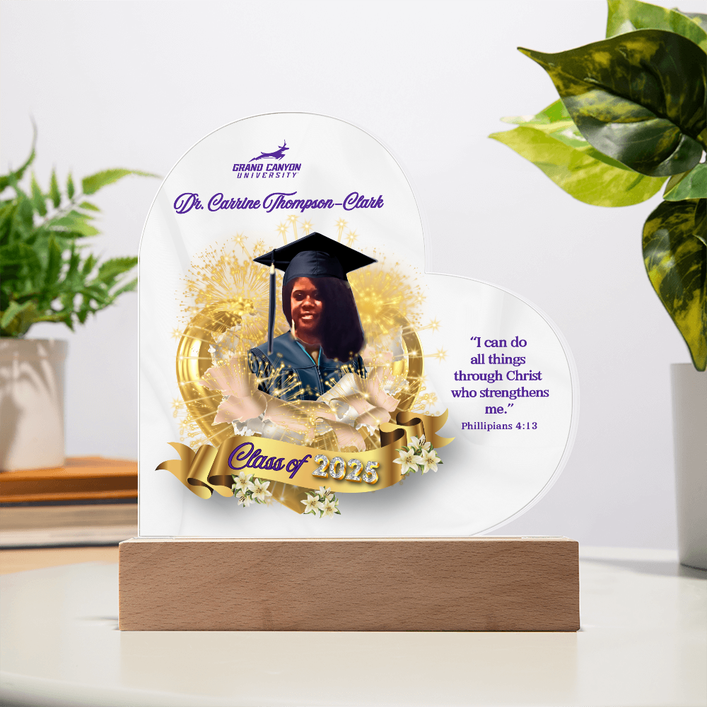 Doctor Graduate Congratulations Heart Acrylic with LED wooden base