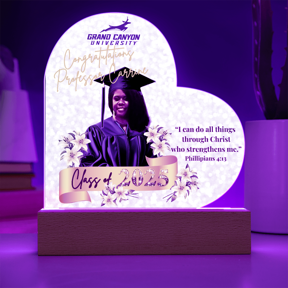 Congratulations Professor Carrine Graduation Heart Acrylic Plaque