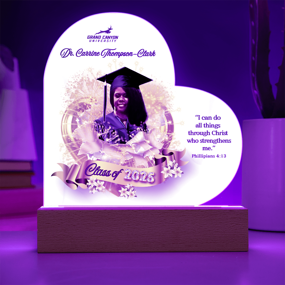 Doctor Graduate Congratulations Heart Acrylic with LED wooden base