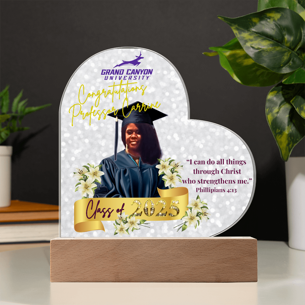 Congratulations Professor Carrine Graduation Heart Acrylic Plaque