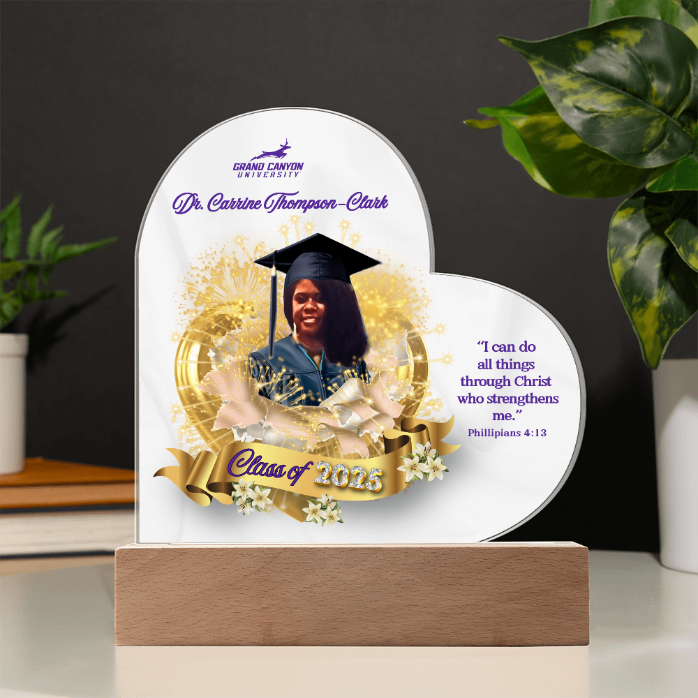 Doctor Graduate Congratulations Heart Acrylic with LED wooden base