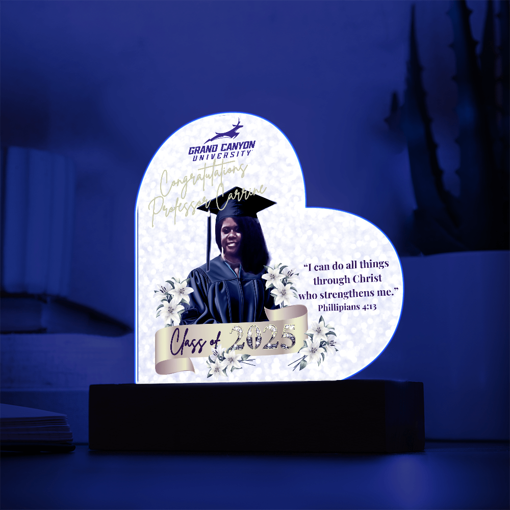 Congratulations Professor Carrine Graduation Heart Acrylic Plaque