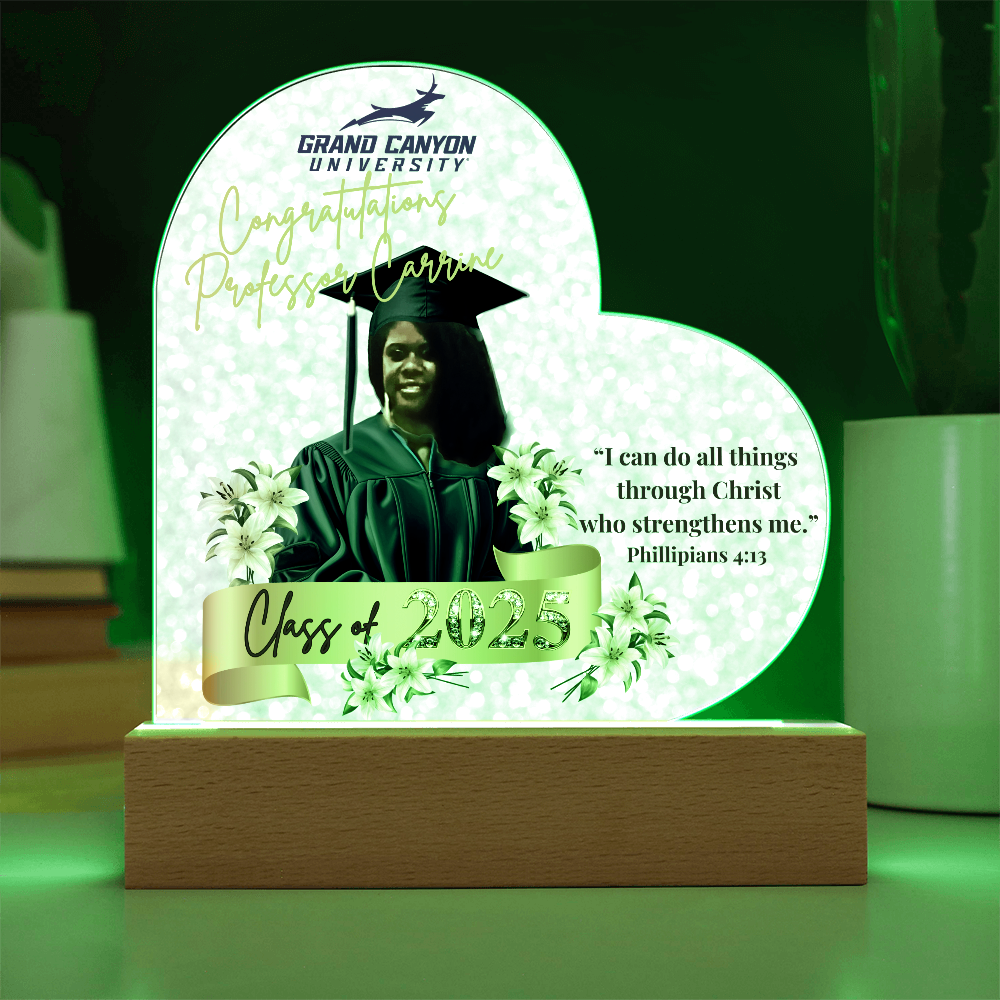 Congratulations Professor Carrine Graduation Heart Acrylic Plaque