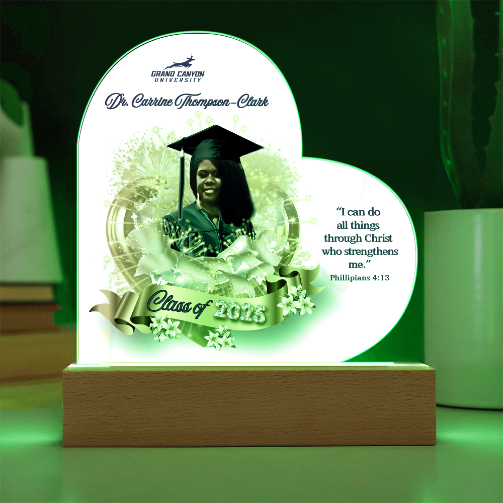 Doctor Graduate Congratulations Heart Acrylic with LED wooden base