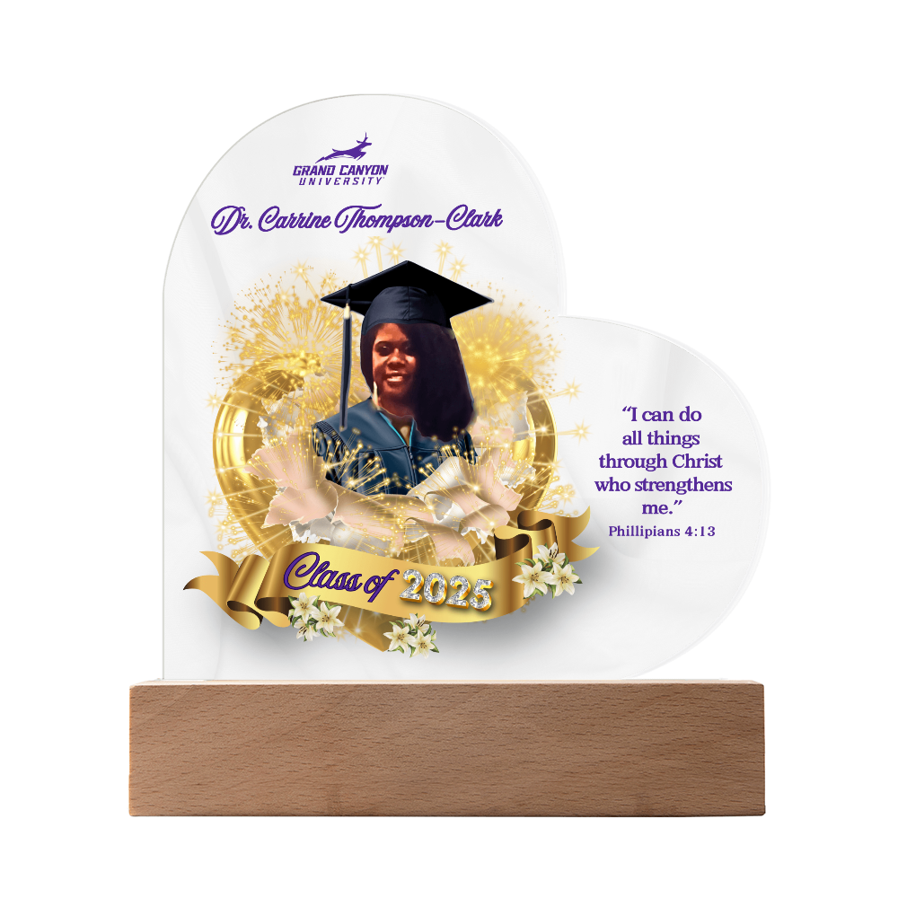 Doctor Graduate Congratulations Heart Acrylic with LED wooden base