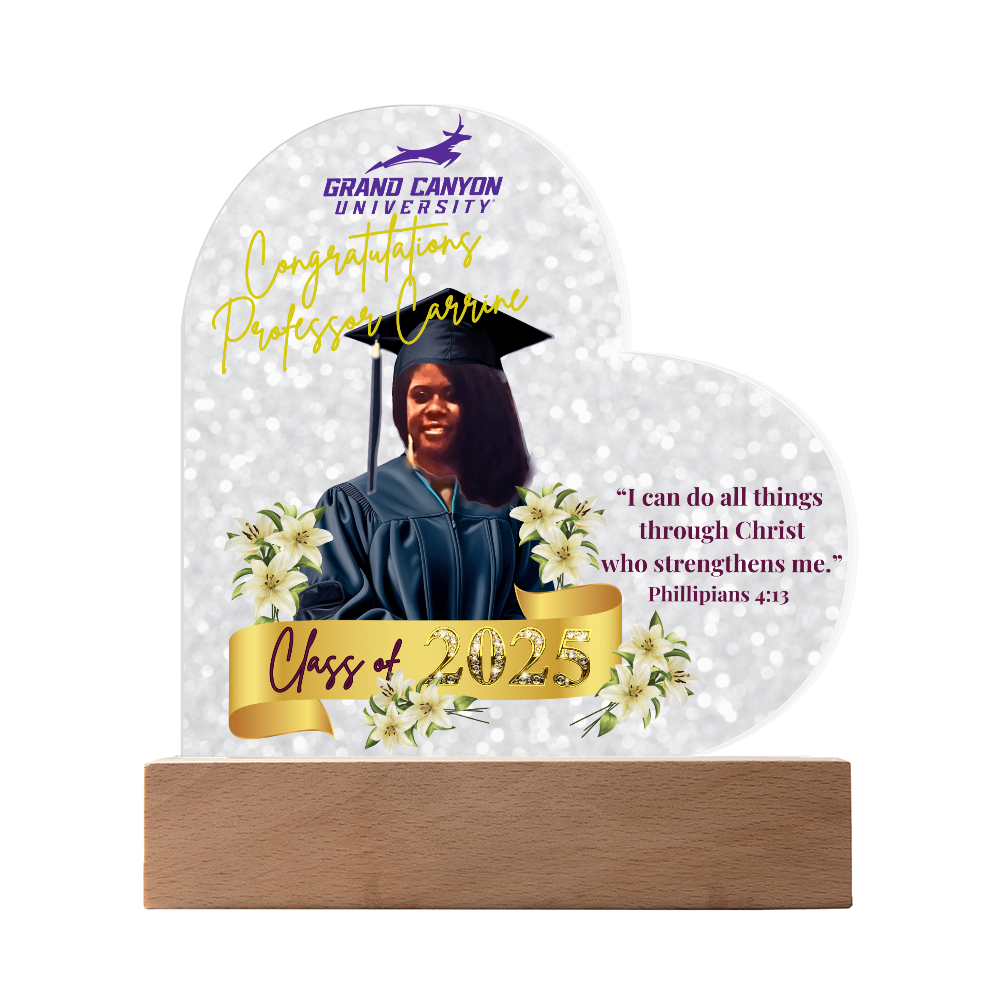 Congratulations Professor Carrine Graduation Heart Acrylic Plaque