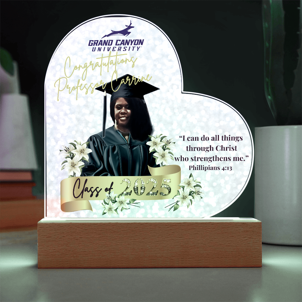 Congratulations Professor Carrine Graduation Heart Acrylic Plaque