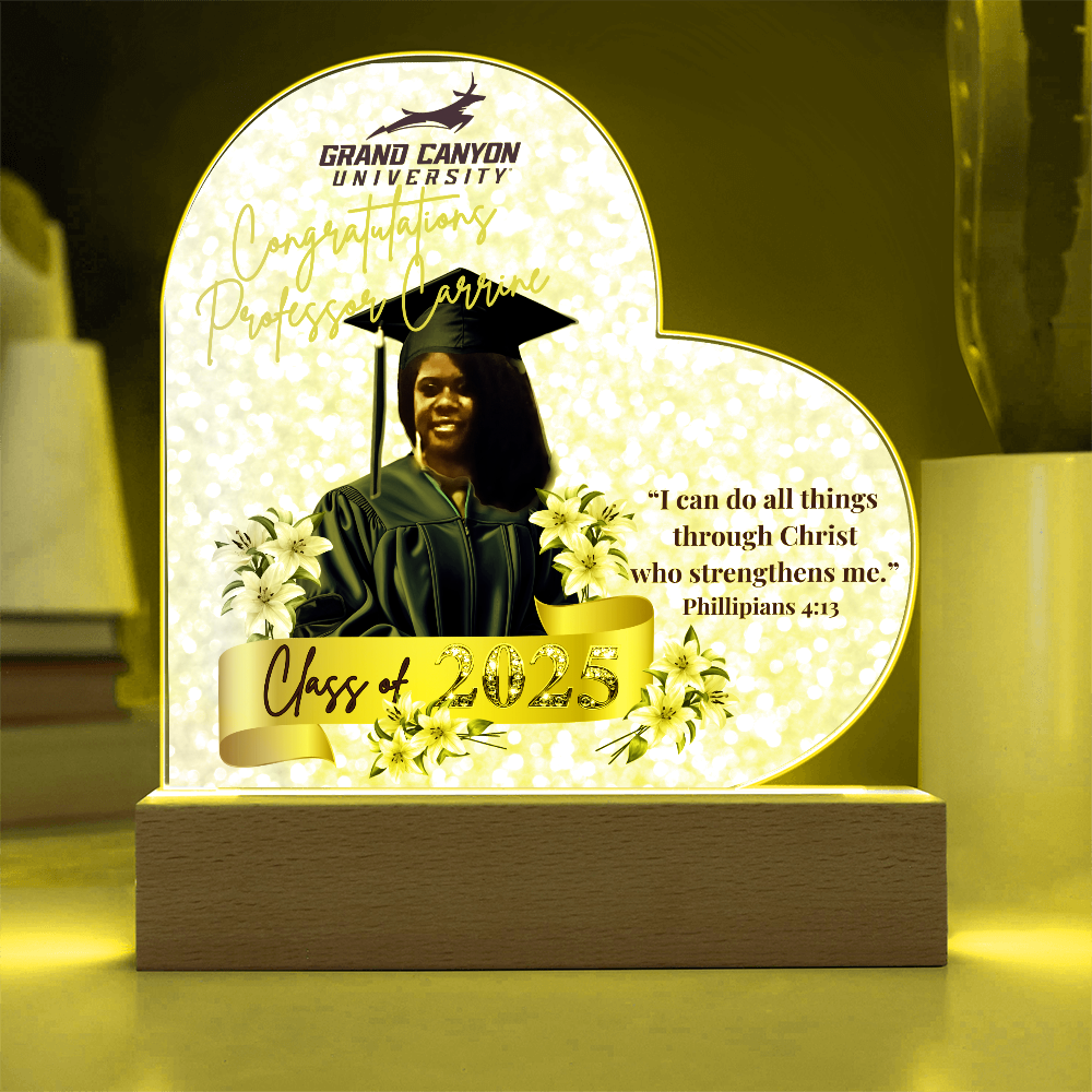 Congratulations Professor Carrine Graduation Heart Acrylic Plaque