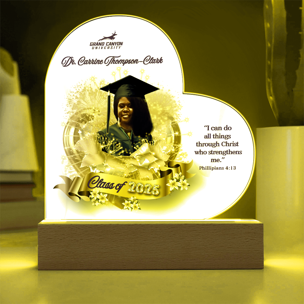 Doctor Graduate Congratulations Heart Acrylic with LED wooden base