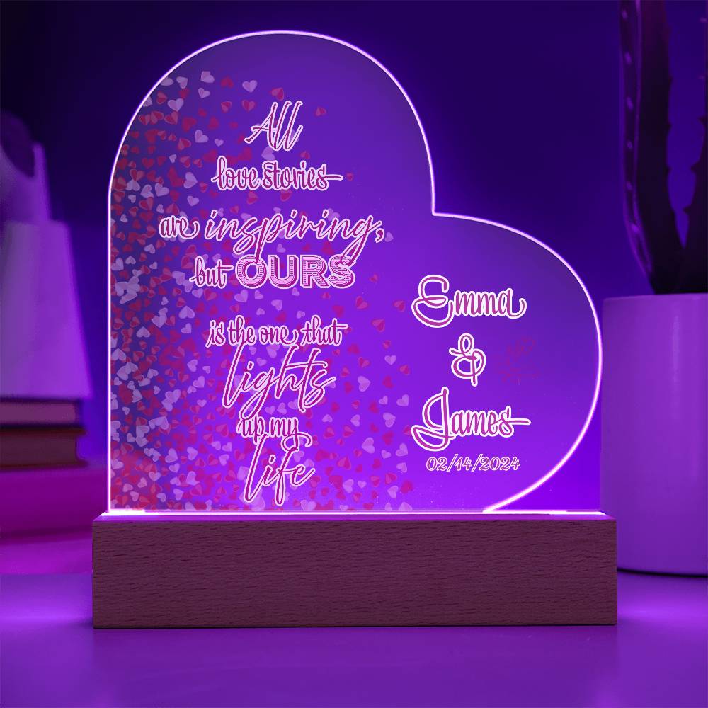 Timeless Love: Acrylic Heart Plaque and Flower Bundle