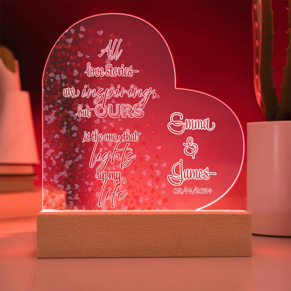 Timeless Love: Acrylic Heart Plaque and Flower Bundle