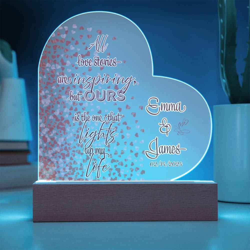 Timeless Love: Acrylic Heart Plaque and Flower Bundle