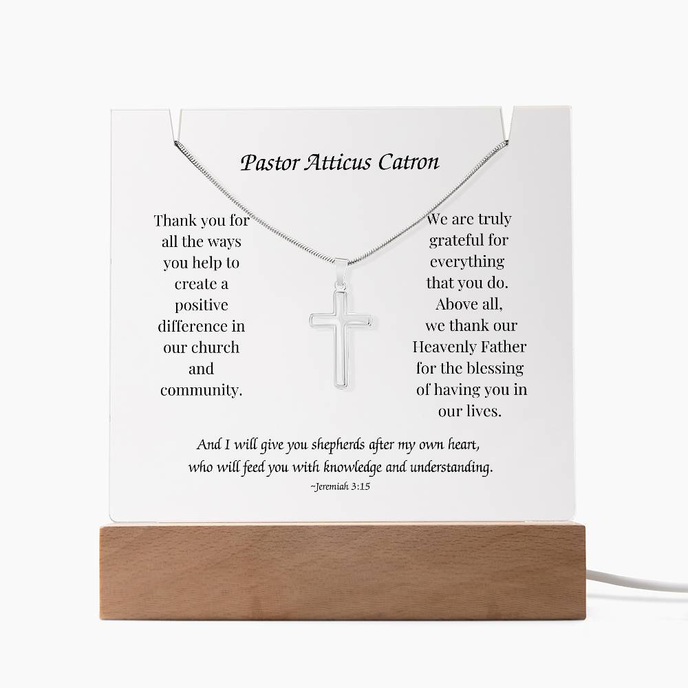 Elegant Keepsake: Personalized Acrylic Plaque with Cross Necklace Bundle