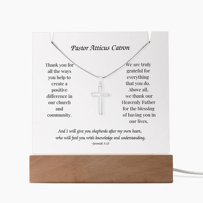 Elegant Keepsake: Personalized Acrylic Plaque with Cross Necklace Bundle