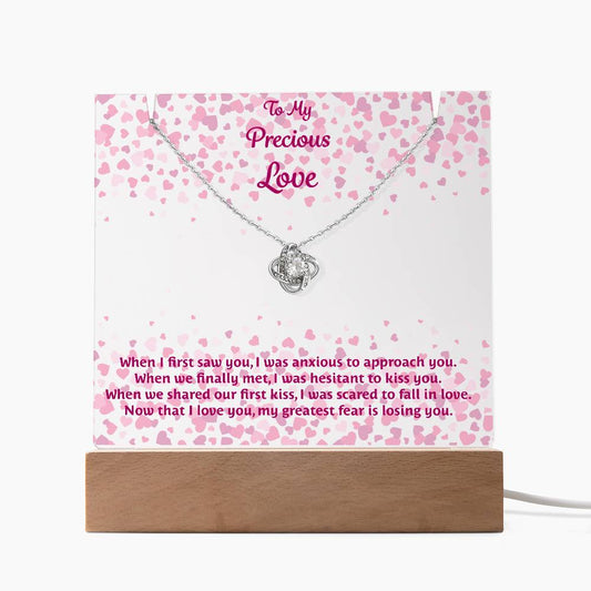 Endless Love: Keepsake Acrylic Plaque with Love Knot Necklace