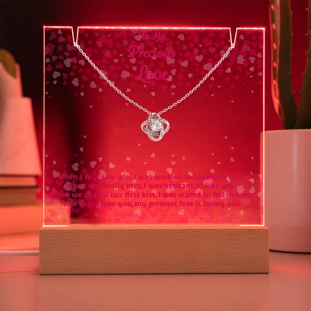 Endless Love: Keepsake Acrylic Plaque with Love Knot Necklace