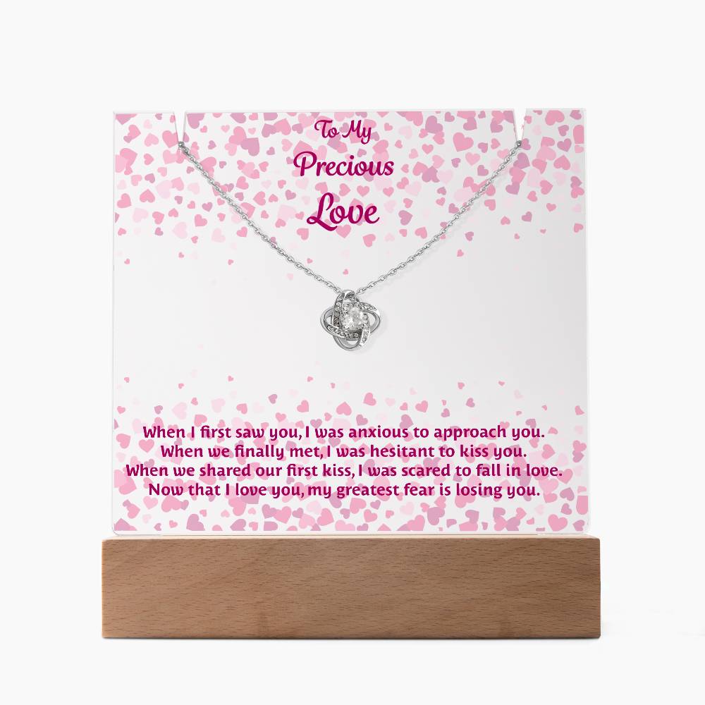 Endless Love: Keepsake Acrylic Plaque with Love Knot Necklace